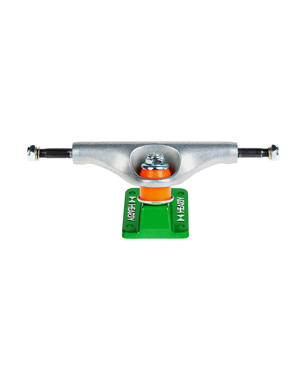 Hearty Skateboard Trucks- TorvX SERIES- Raw/Metallic Green