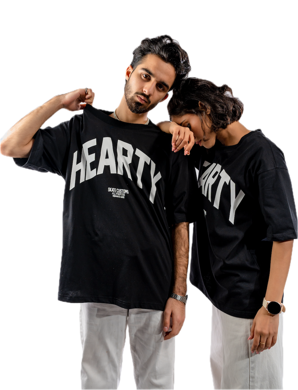 HEARTY SKATE CUSTOMS T-SHIRT BLACK - UNISEX