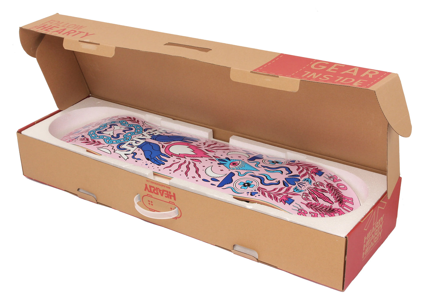 Hearty Pro-Complete Skateboard Pack- Unassembled- 8.0" -No Hurries No Worries/Soft Pink