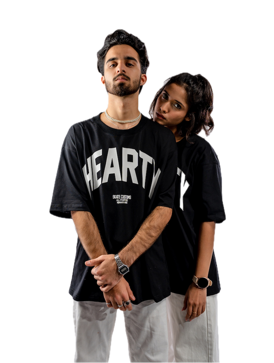 HEARTY SKATE CUSTOMS T-SHIRT BLACK - UNISEX